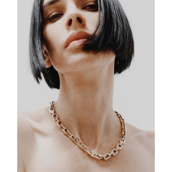 Eddie Borgo Supra Chain Link Necklace 17 Inches Length Gold Classic Heritage NWT - Picture 1 of 7